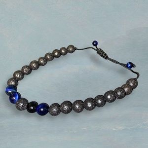 BLUE TIGER EYE STONE LAVA ROCK BRACELET NEVER WORN
